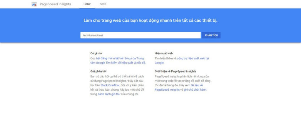 Công cụ kiểm tra website Google PageSpeed ​​Insights